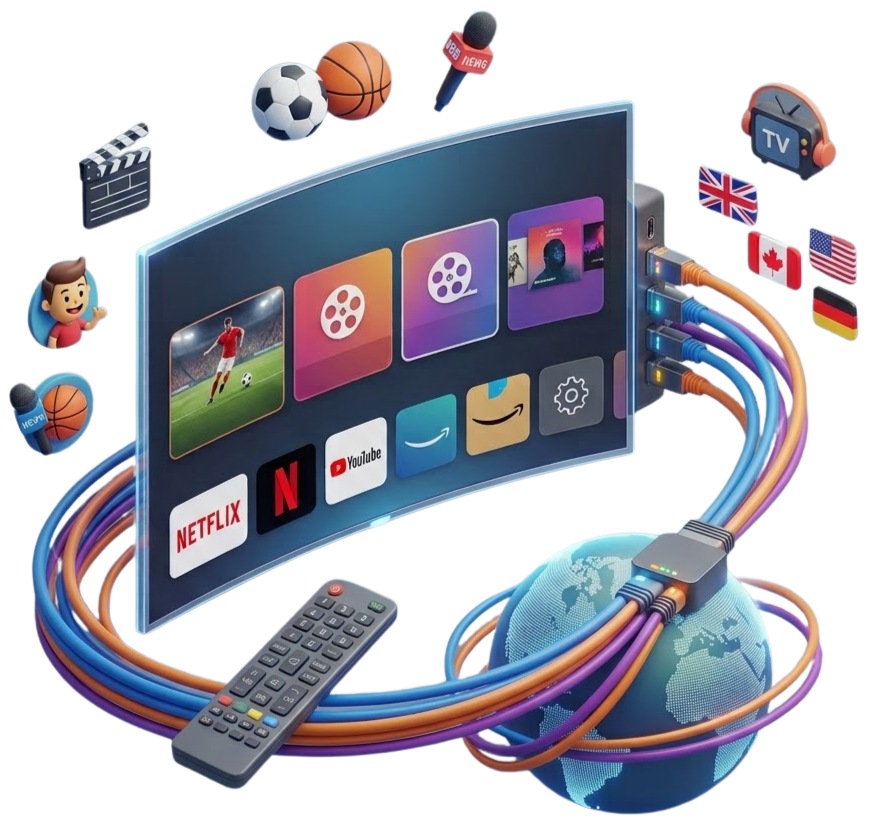 iptv service streaming in 4K with live sports, movies, and global channels on any device