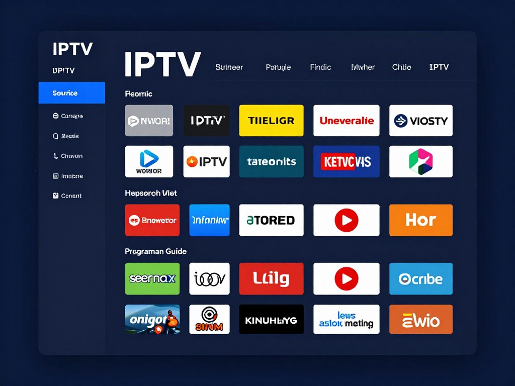 premium IPTV service dashboard interface with channel guide