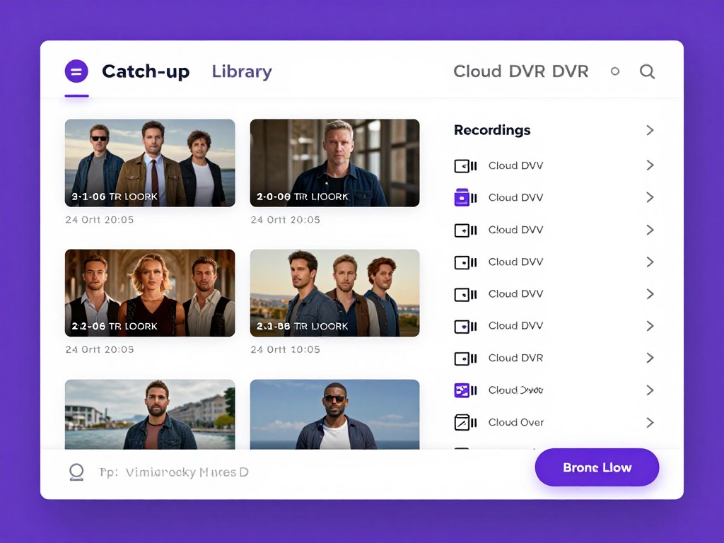 time-shifted television interface with catch-up and cloud dvr features