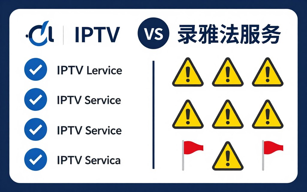 Comparison of legal versus illegal IPTV services warning