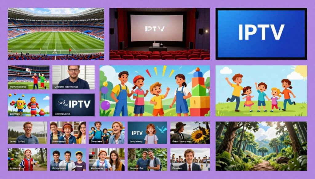 Diverse IPTV channel categories display