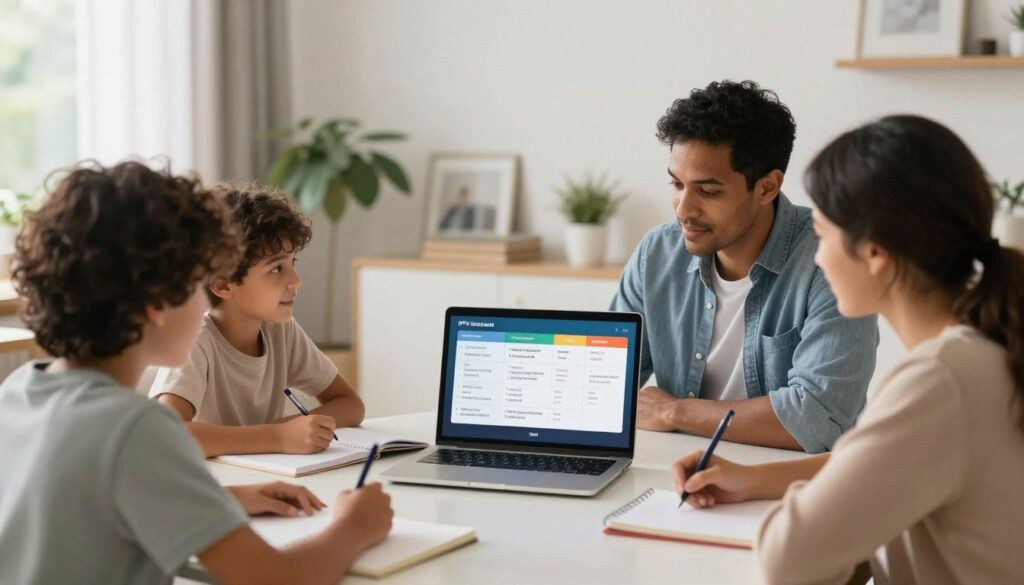 Family evaluating IPTV service options together