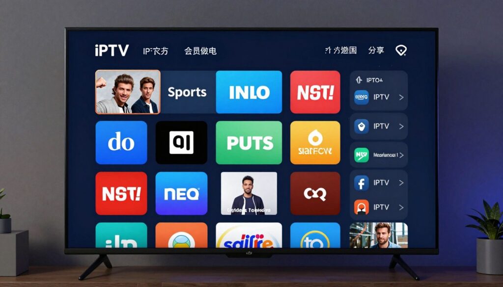 IPTV channel selection interface showing diverse content categories
