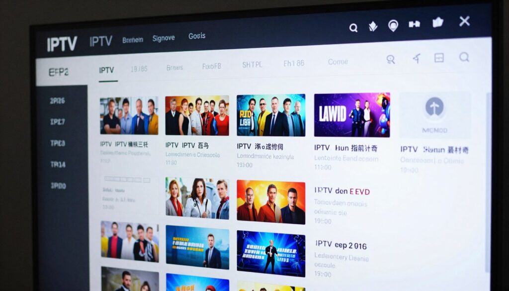 IPTV electronic program guide showing detailed channel listings