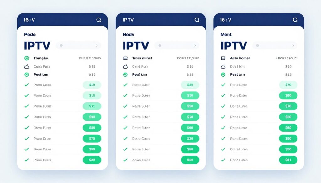 IPTV service comparison dashboard showing multiple providers