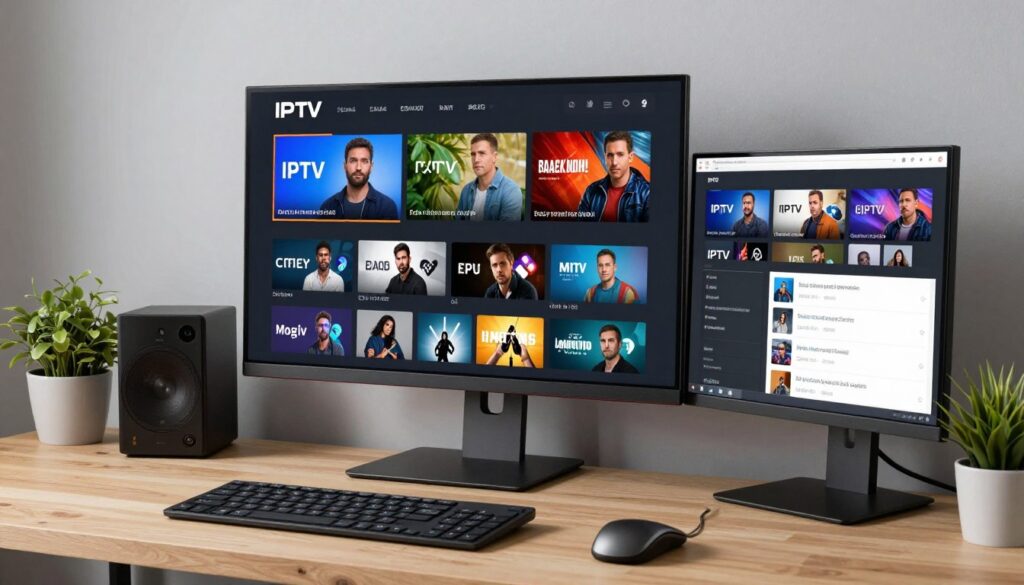 IPTV streaming on computer with multiple windows