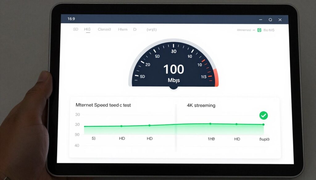 Internet speed test showing requirements for IPTV streaming