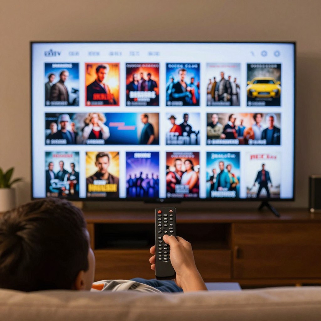 Person browsing IPTV movie library