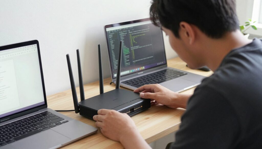 Person troubleshooting IPTV connectivity issues
