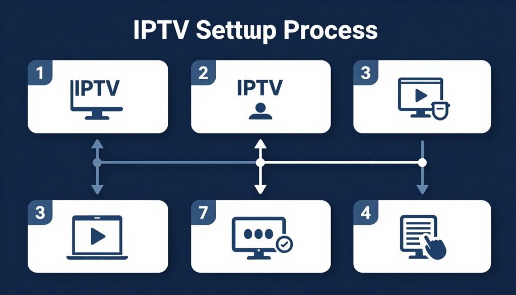 Step-by-step IPTV setup guide visual