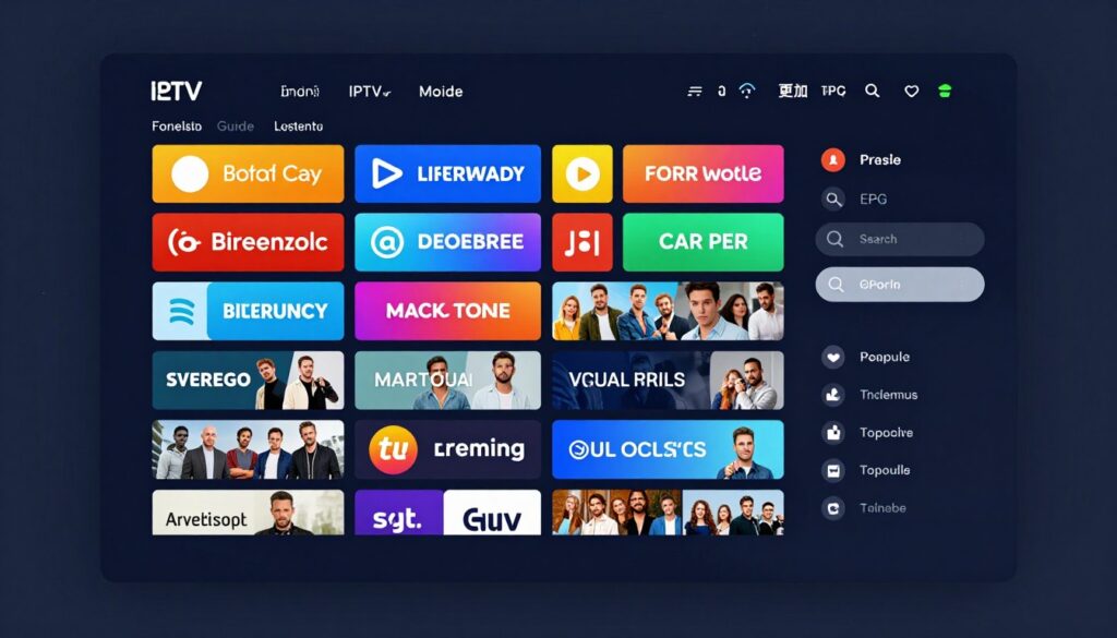 iptv service features dashboard showing epg and channel guide