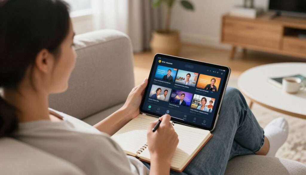 person enjoying free trial of IPTV service on tablet