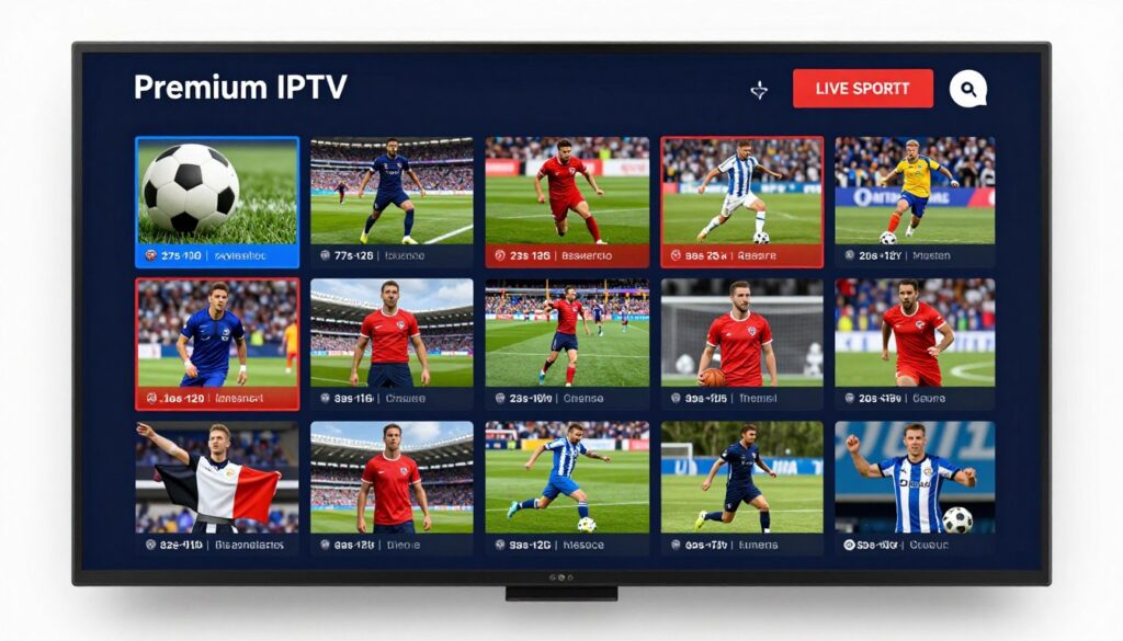 premium iptv service interface with sports channels