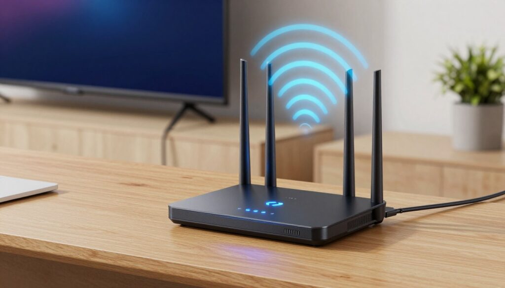 router and ethernet cable for optimized IPTV streaming